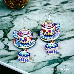 COFFEE cups Handpainted earrings